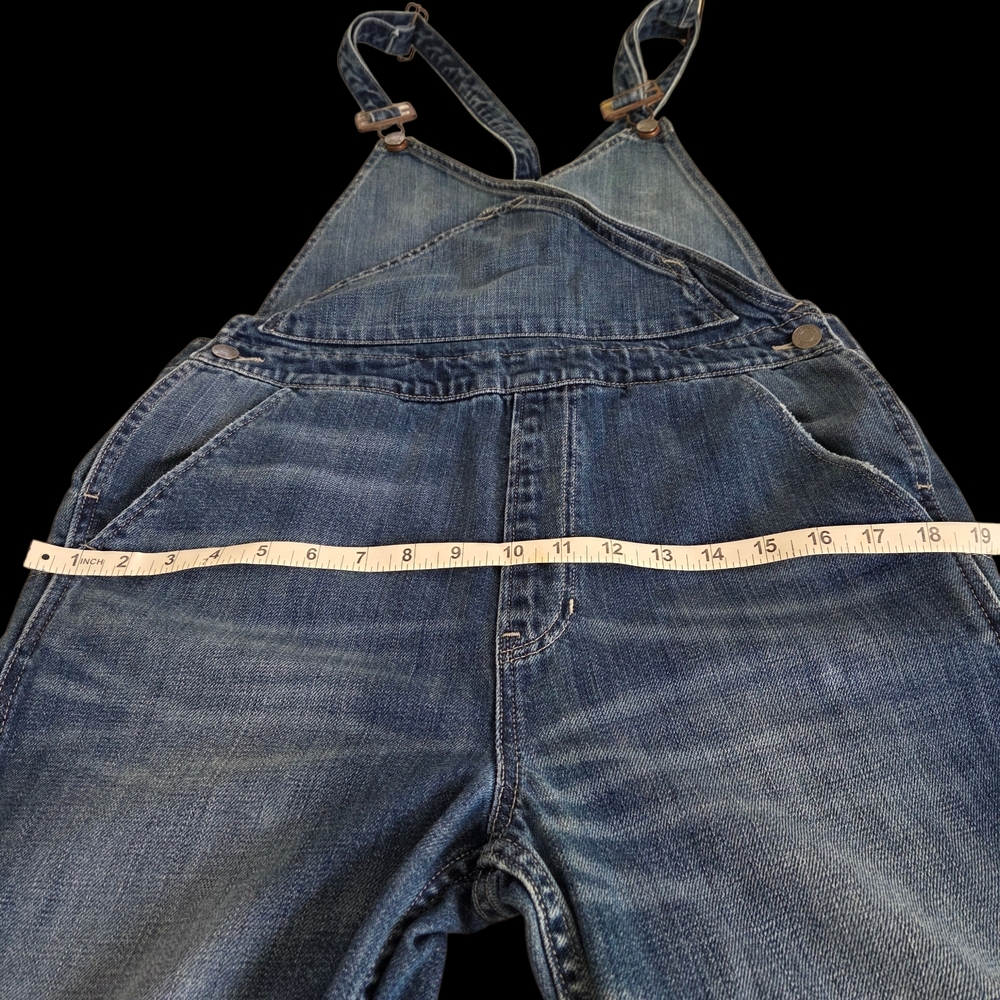 Women's GAP 1969 Blue Denim V-Neck Bib Overalls. Size 28R. Full length. - Picture 14 of 16